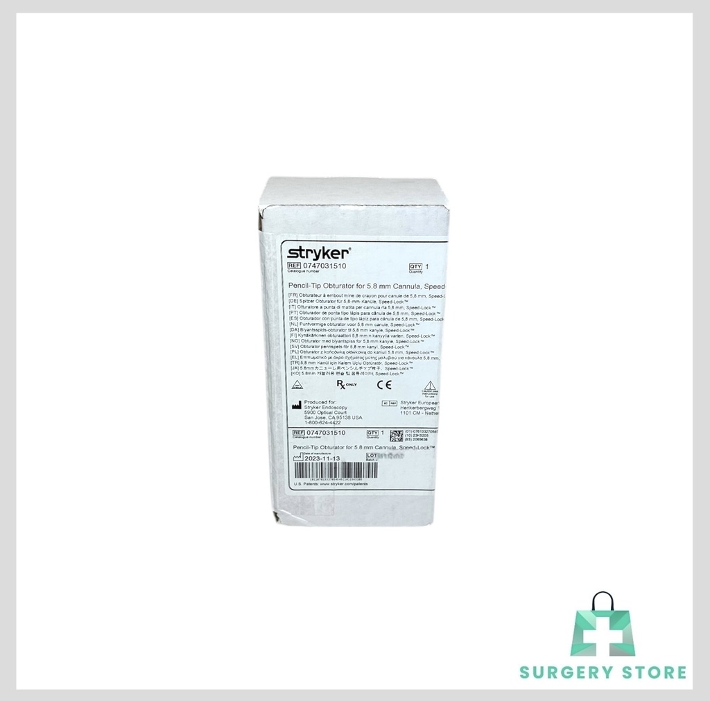 747-031-510 - STRYKER PENCIL-TIP OBTURATOR FOR 5.8MM CANNULA, SPEED-LOCK (NEW)