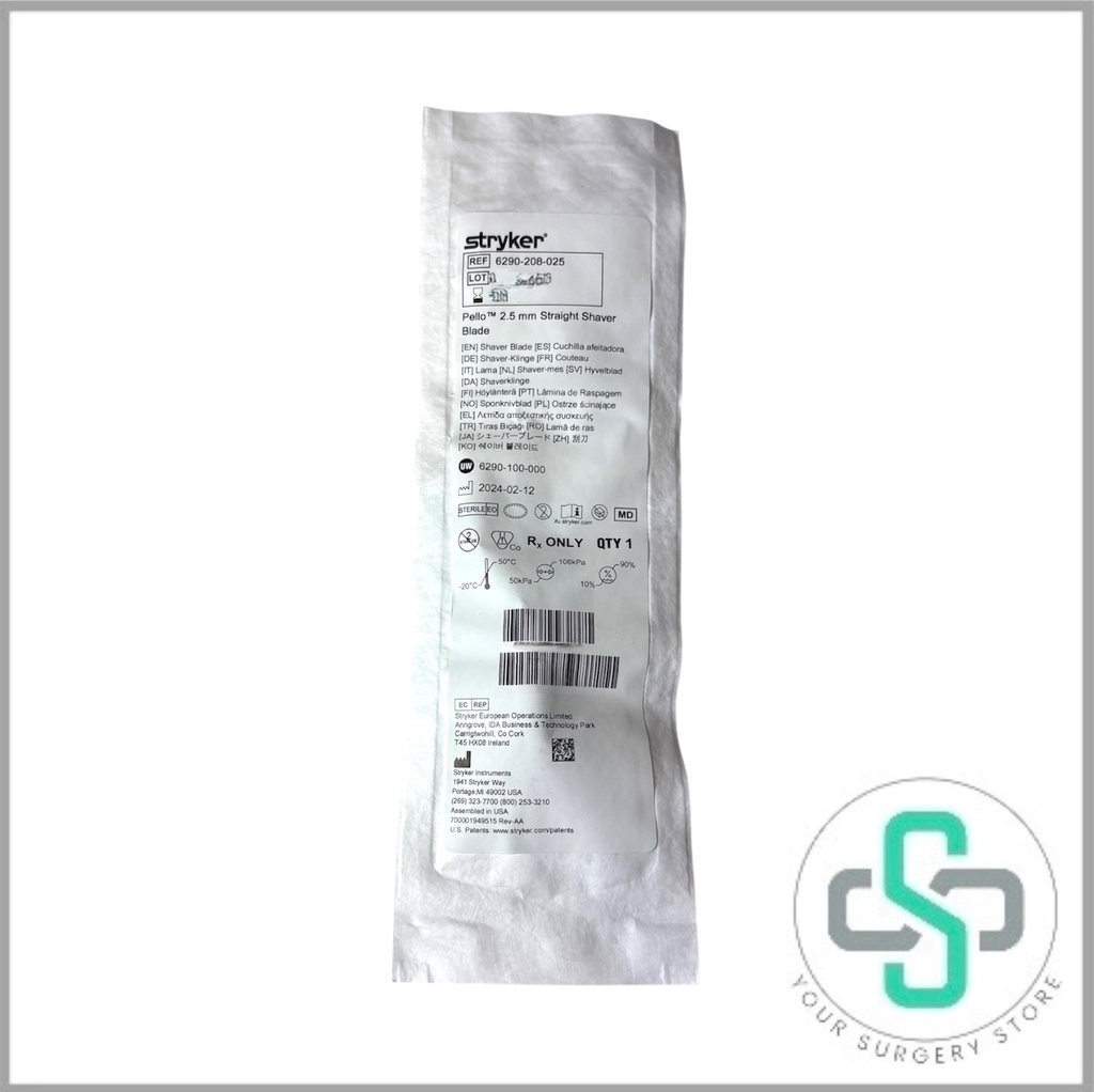 6290-208-025 - STRYKER PELLO SHAVER BLADE, 2.5MM, STRAIGHT