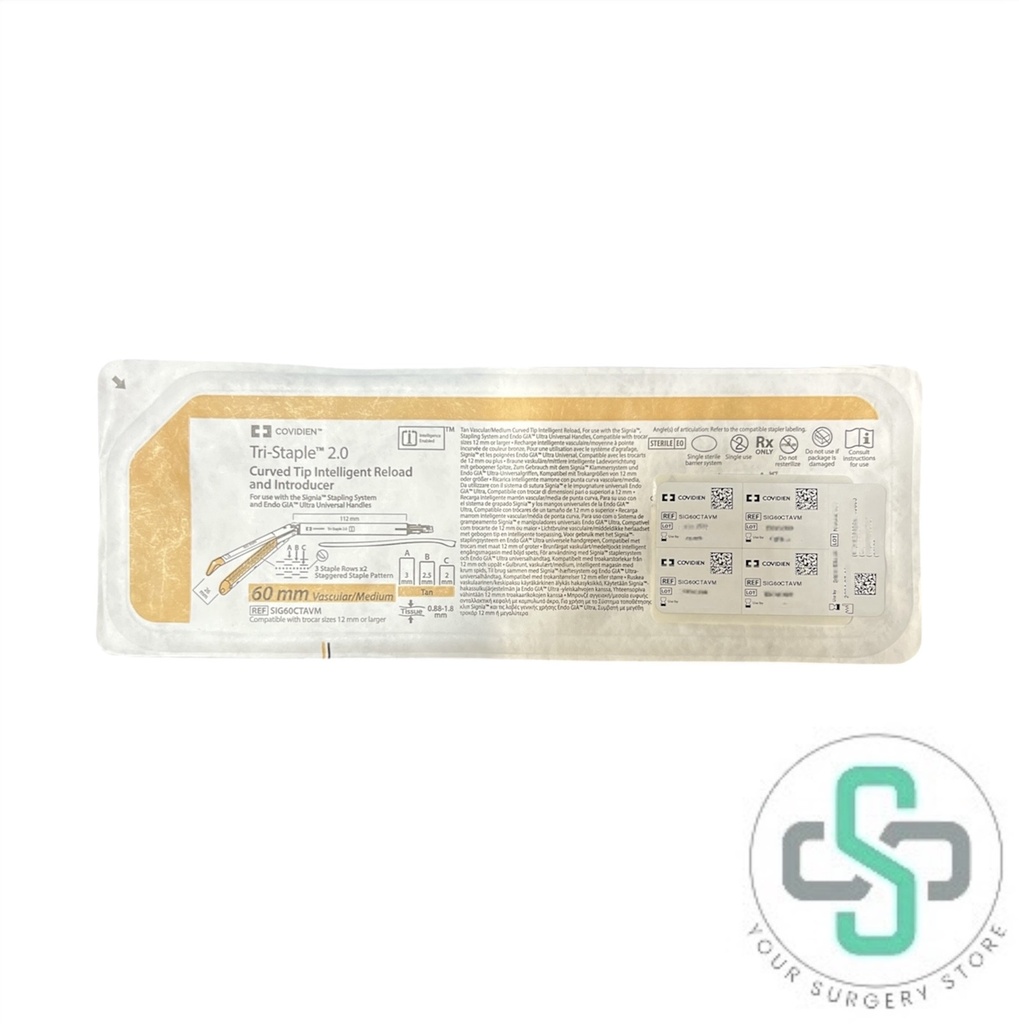 SIG60CTAVM - COVIDIEN TRI-STAPLE 2.0 CURVED TIP INTELLIGENT RELOAD AND INTRODUCER, 60MM VASCULAR/MEDIUM 