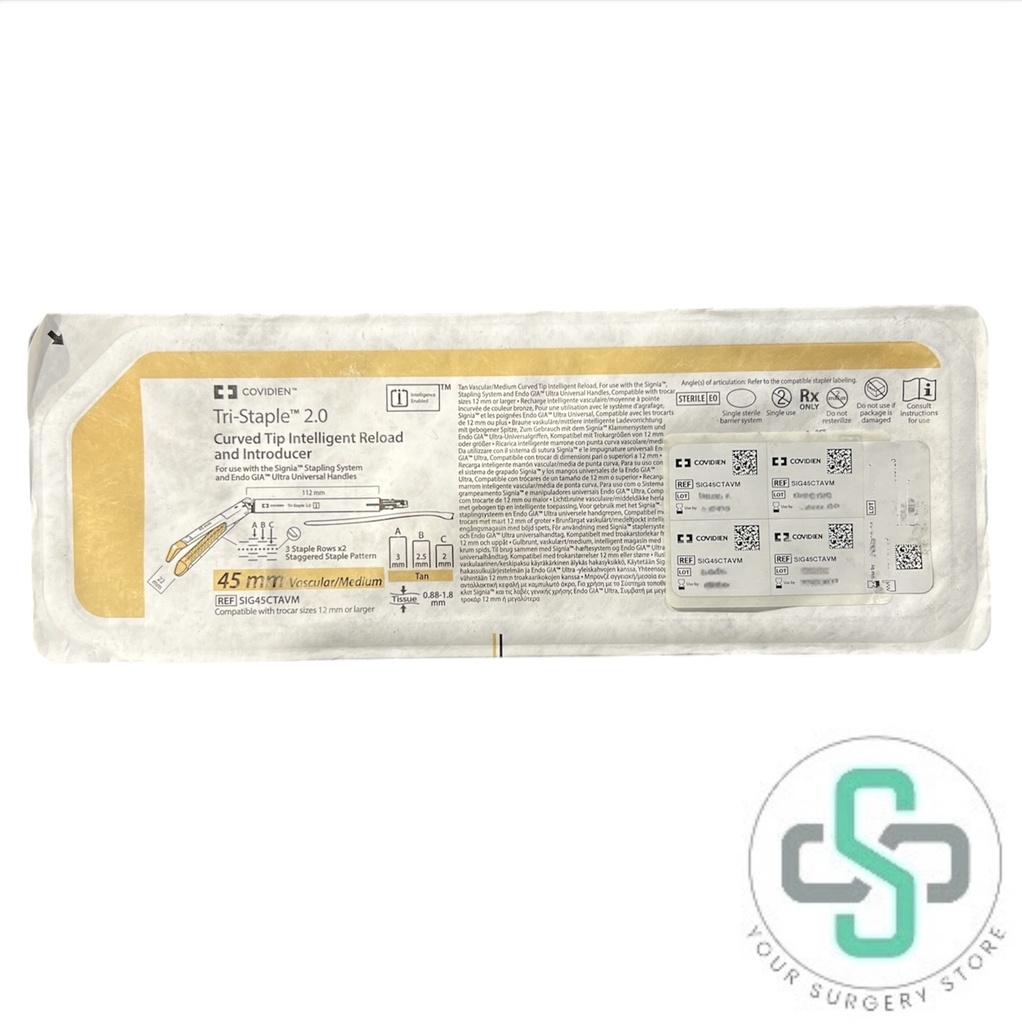 SIG45CTAVM - COVIDIEN TRI-STAPLE 2.0 CURVED TIP INTELLIGENT RELOAD AND INTRODUCER, 45MM VASCULAR/MEDIUM 