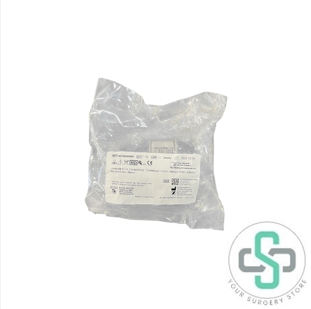 60760000600 - ZIMMER A.T.S.® CYLINDRICAL TOURNIQUET CUFF, 34", SINGLE PORT, SINGLE BLADDER (NON-STERILE)