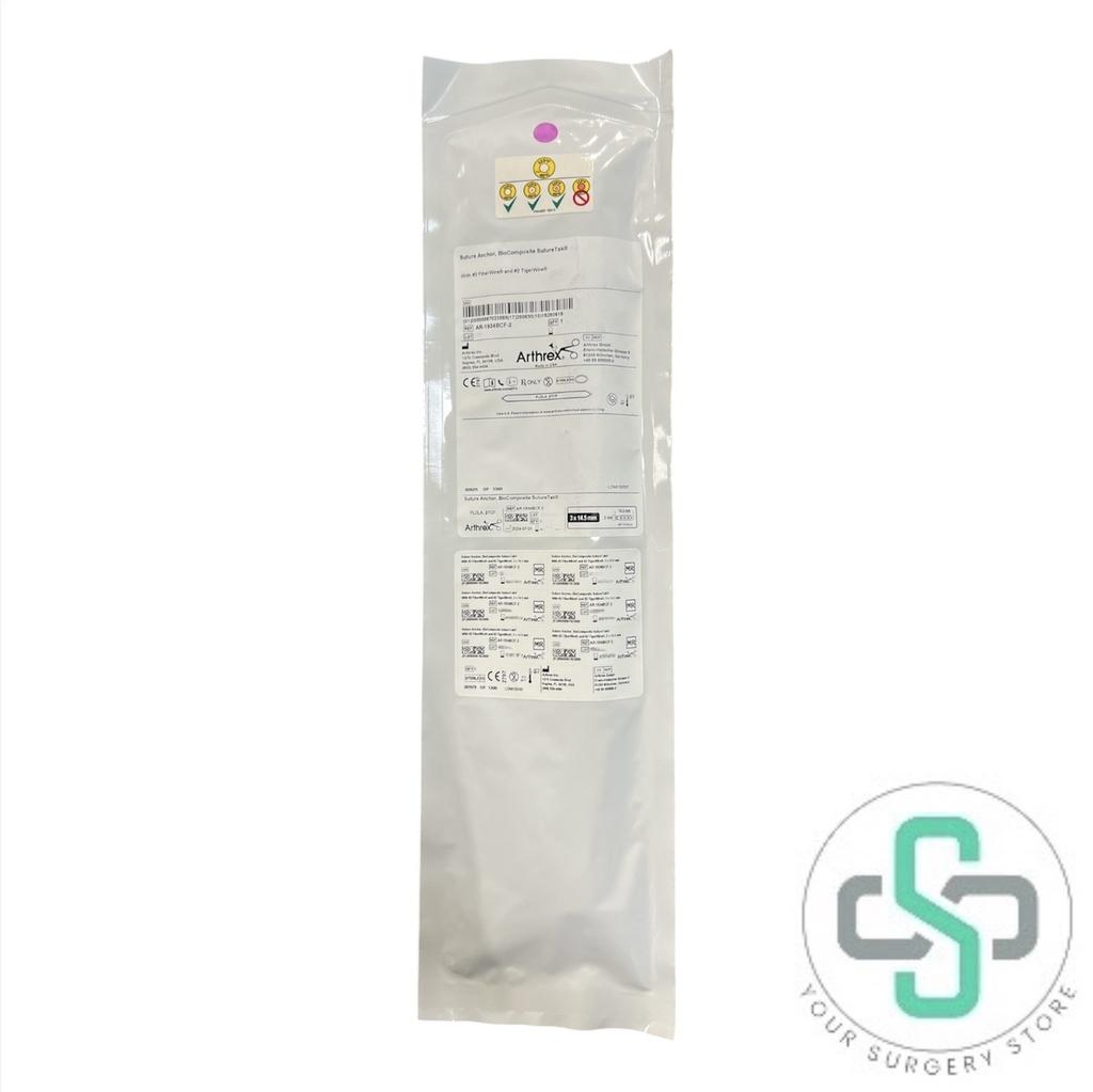 AR-1934BCF-2 - ARTHREX SUTURE ANCHOR, BIOCOMPOSITE SUTURETAK WITH #2 FIBERWIRE AND #2 TIGERWIRE, 3MM X 14.5MM