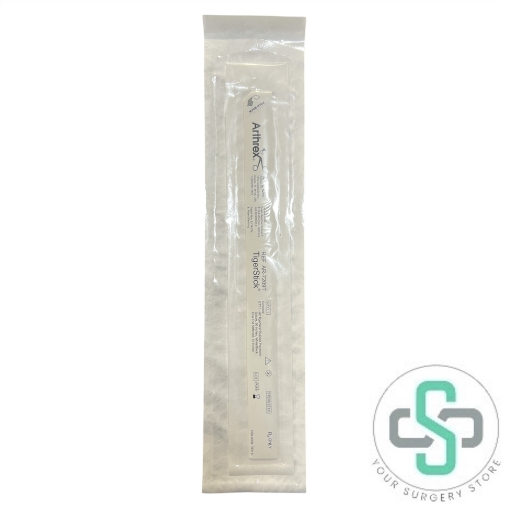 AR-7209T - ARTHREX TIGERSTICK WITH #2 TIGERWIRE BRAIDED POLYBLEND SUTURE, 50 INCHES, BLACK/WHITE, ONE END STIFFENED, 12 INCHES 