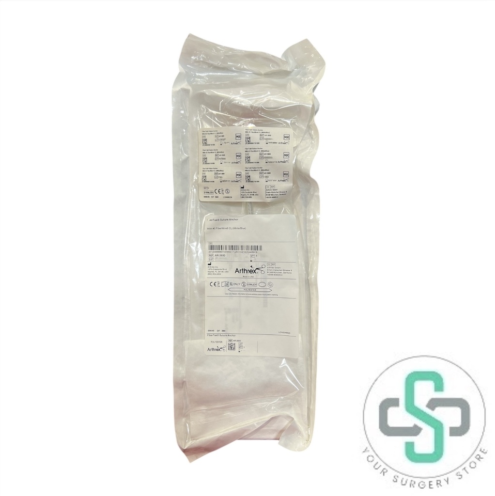 AR-3600 - ARTHREX FIBERTAK SUTURE ANCHOR WITH #2 FIBERWIRE CL (WHITE/BLUE) 