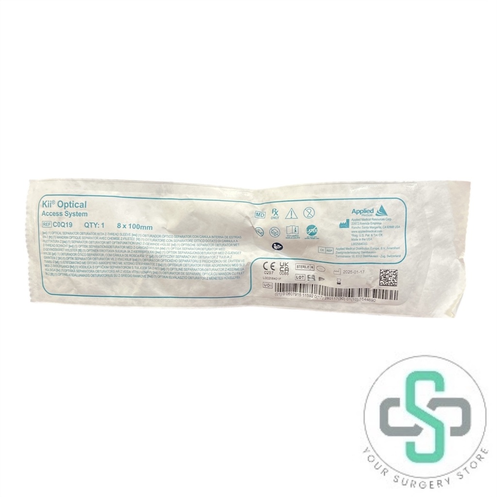 C0Q19 - APPLIED MEDICAL Kii OPTICAL ACCESS SYSTEM SEPARATOR OBTURATOR WITH Z-THREAD SLEEVE, 8 X 100MM 
