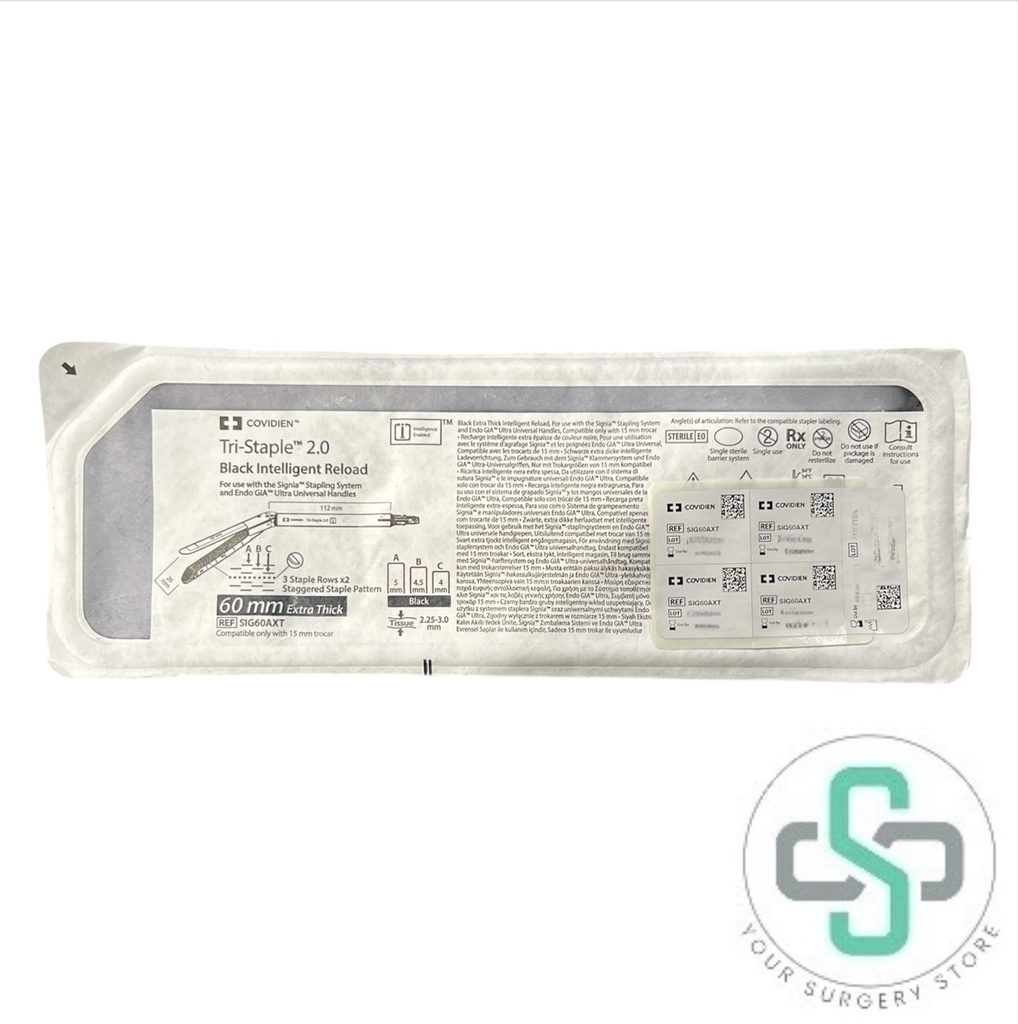 SIG60AXT - COVIDIEN TRI-STAPLE 2.0 BLACK INTELLIGENT RELOAD FOR USE WITH SIGNIA STAPLING SYSTEM, 60MM EXTRA THICK