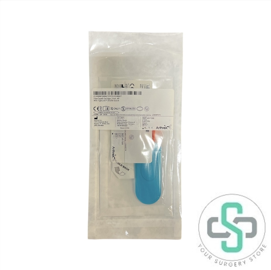 AR-7268 - ARTHREX FIBERTAPE CERCLAGE (BLUE) WITH TIGERLINK SUTURE SHUTTLE AND LOADER, 2MM X 36"