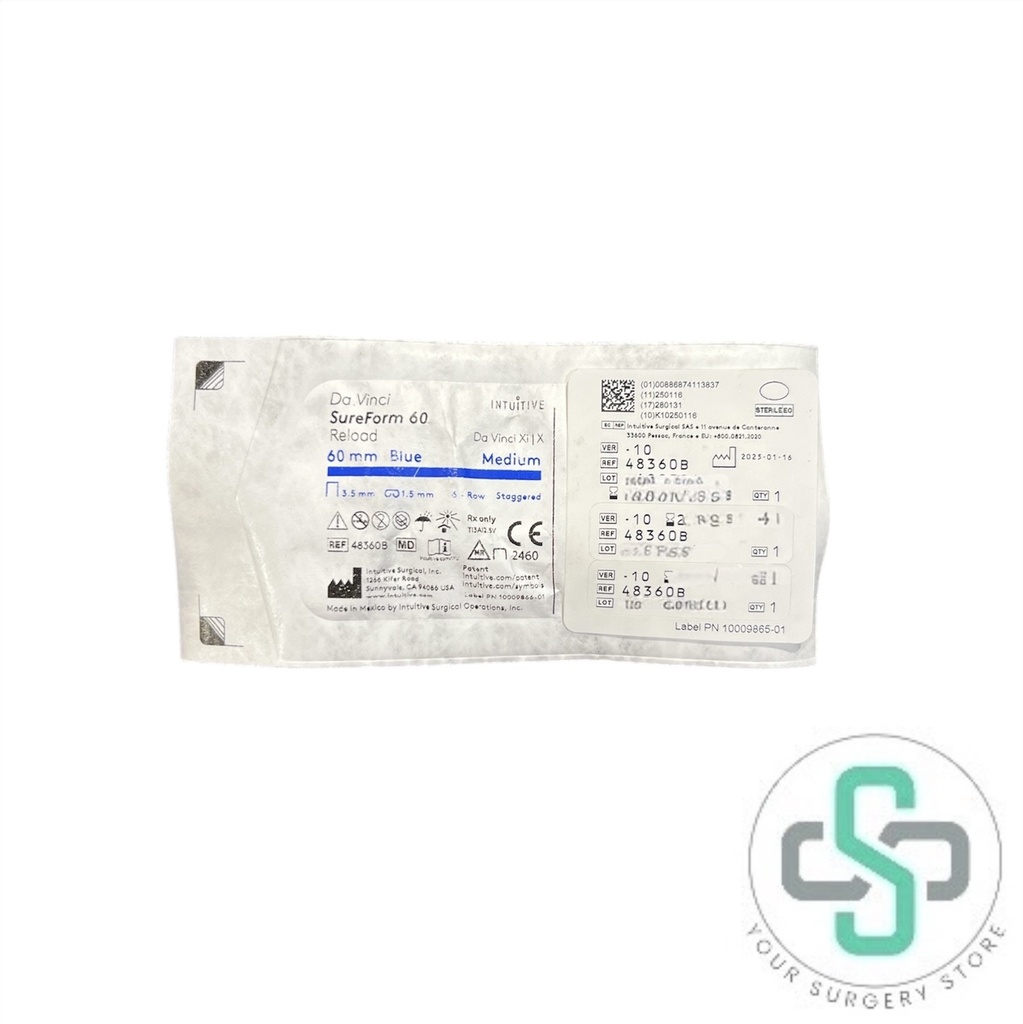 48360B - INTUITIVE SURGICAL DA VINCI X/XI SUREFORM STAPLER 60 RELOAD, 60MM BLUE, 3.5MM, 6-ROW