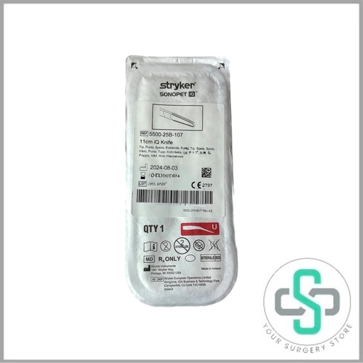 [5500-25B-107] 5500-25B-107 - STRYKER BONE CUTTING TIPS, 11CM LENGTH, 12.5 L X 0.83MM CUTTING W, KNIFE, STERILE, SINGLE-USE, FOR USE WITH ULTRASONIC ASPIRATOR SYSTEM 