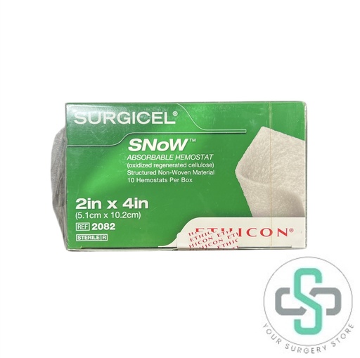 [2082 (Box Of 10)] 2082 - ETHICON SURGICEL SNOW ABSORBABLE HEMOSTAT (OXIDIZED REGENERATED CELLULOSE) STRUCTURED NON-WOVEN MATERIAL, 2" X 4" (BOX OF 10)