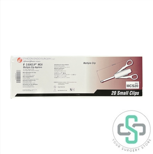 [MCS20] MCS20 - ETHICON LIGACLIP MULTIPLE CLIP APPLIER, 23.8CM, 20 SMALL TITANIUM CLIPS, CLIP HEIGHT AFTER CLOSURE: 3.8MM
