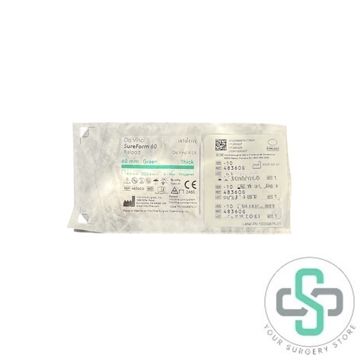 [48360G] 48360G - INTUITIVE SURGICAL DA VINCI X/XI SUREFORM STAPLER 60 RELOAD 60MM GREEN, 4.3MM, 6-ROW