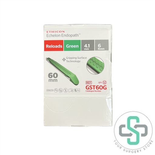 [GST60G] GST60G - ETHICON ENDO-SURGERY ENDOPATH ECHELON ENDOSCOPIC LINEAR CUTTER RELOAD GREEN, 60MM X 4.1MM, 6 ROWS